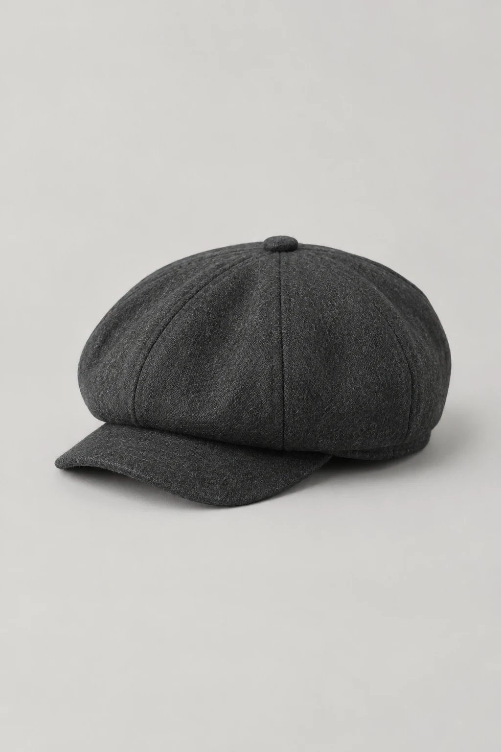 Charcoal eight-panel wool baker boy cap