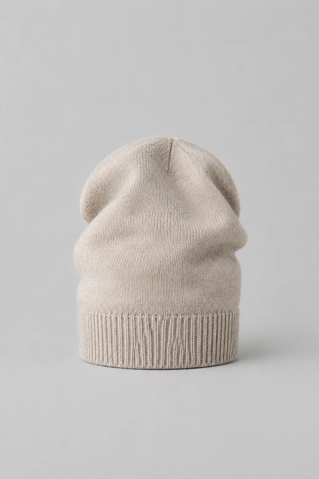 Oatmeal fine-knit cashmere beanie