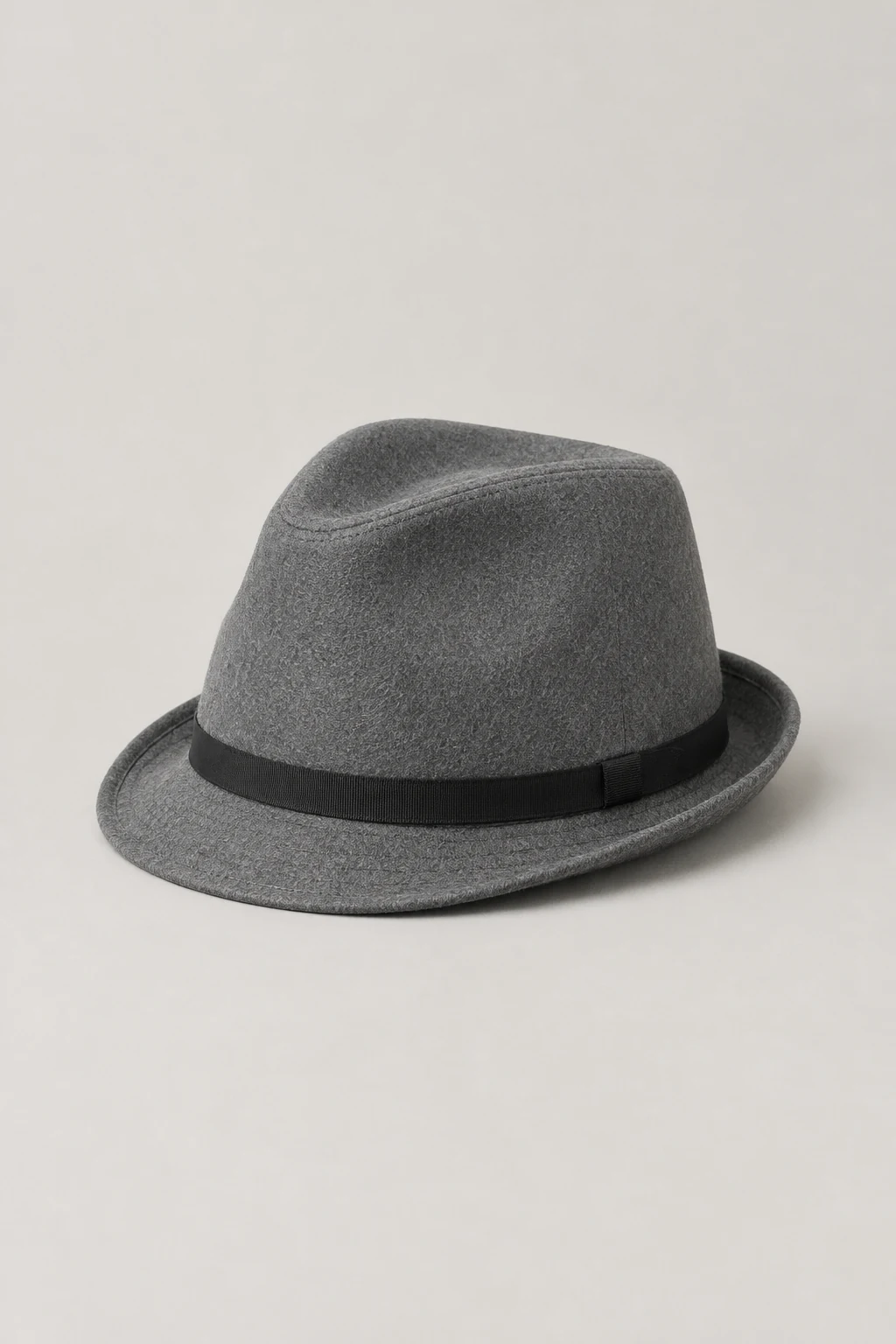 Grey wool felt trilby with narrow black band